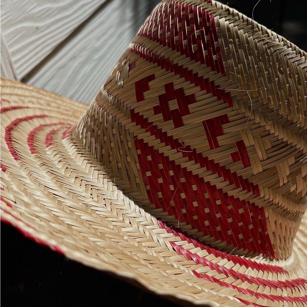 Stylish Straw Hat With Red Pattern - image 1